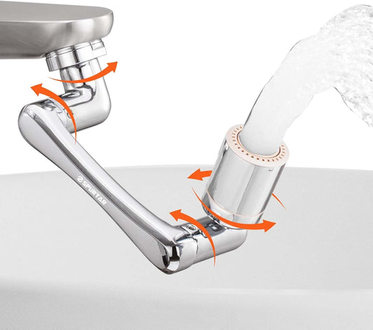 1440° Sink Faucet Aerator Extension Swivel Faucet Extender for Toddlers, 2 Sprayer Modes Rotatable Bathroom Kitchen Head Replacement Tap Attachment with Filter for G 1/2", 55/64",15/16"